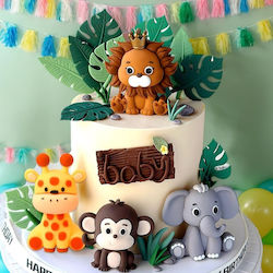 Set of 16 Festive Cake Toppers Jungle Safari Theme Sage Green Sweet Animals Lion Elephant Monkey Giraffe Tropical Leaves Cake Decorations Children's Festive Christening Baby Shower Set of 16 Festive Cake Toppers Jungle Safari Theme Sage Green Sweet Animals Lion Elephant Monkey Giraffe Tropical Leaves Cake Decorations Children's Festive Christening Baby Shower