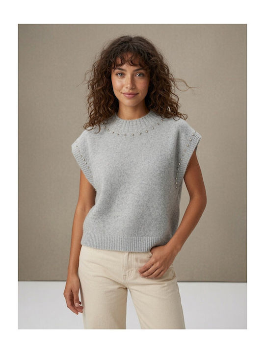 Women's Sleeveless Grey Sweater Y26626-GREY