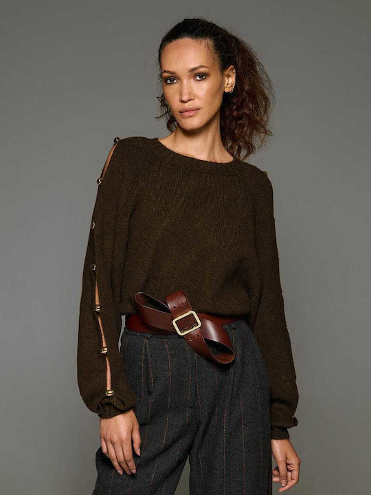 Tailor Made Knitwear Bluza Damă Mânecă Lungă Maro