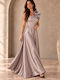 Maxi Βραδινό Φόρεμα Σατέν Dusty Pink