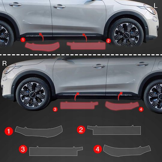 Grizzglass Protective Film Door Sills Grizzglass Bodyshield Fiat 600 2023-2025 4in1
