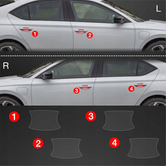 Grizzglass Protective Film Under The Handles Bodyshield Skoda Octavia 4 Hatchback Facelifting 2024-2025 4in1