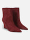 Suede Women's Ankle Boots with Platform Burgundy