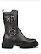 Damen Biker-Stiefel Schwarz