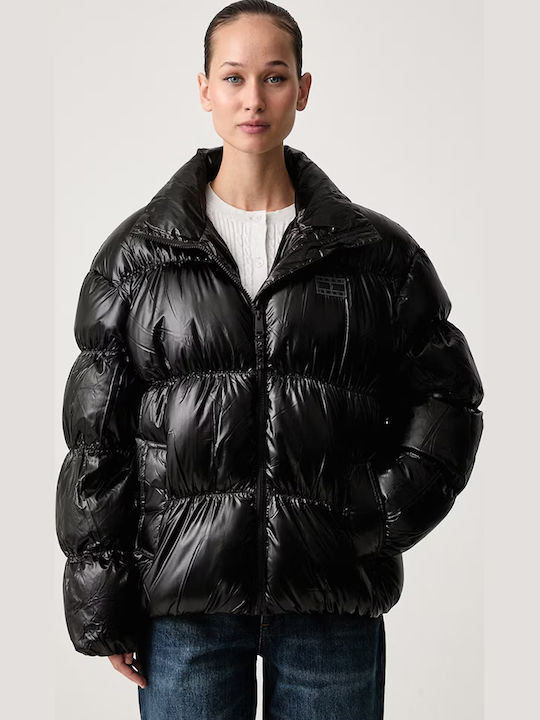 Tommy Hilfiger Short Women's Puffer Jacket for Winter Black
