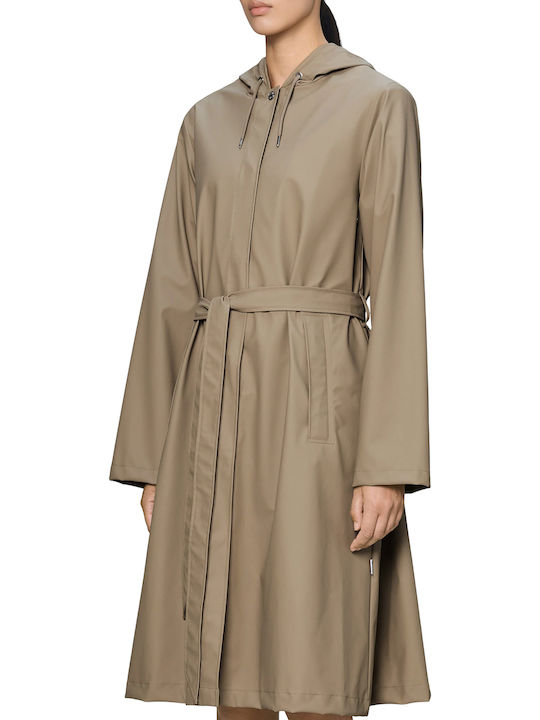 Rains Longer W3 Women's Jacket for Winter Beige