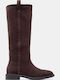 Braune Damen-Reitstiefel aus Wildleder