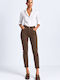 Pantaloni Dama Din Tesatura Cu Croiala Slim Maro
