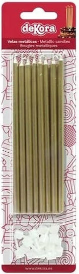 Metallic Gold Birthday Candles 16 Pcs Dekora