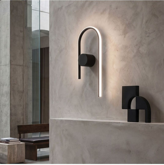 Zambelis Lights Lampă de Perete cu LED Integrat și Lumină Albă Caldă Neagră 24.5x9x47 cm