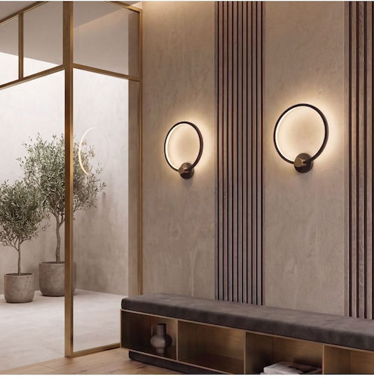 Zambelis Lights Стенна лампа с Вграден LED и Топла Бяла Светлина, Черна, 30x13 см