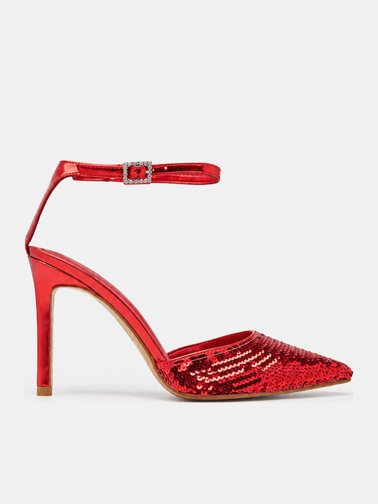 Spitze Zehe Pumps mit Riemchen & Hochhackige Rote