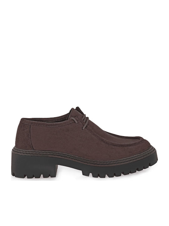 Suede Γυναικεία Loafers σε Καφέ Χρώμα