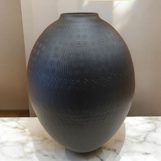 Capolavoro Metallische Vase Schwarz 18x18xH23cm