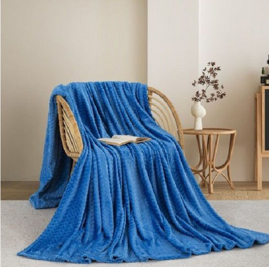 Adam Home 550 Fleece Blanket Semi Double 180x240cm Light Blue