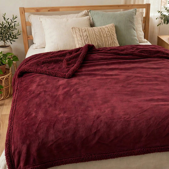 Go Smart Home Sherpa Decke Halbdoppelt 190x210cm Burgundisch