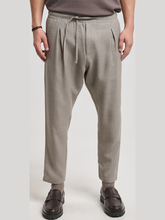 Men's Trousers Elastic Slim Fit Beige