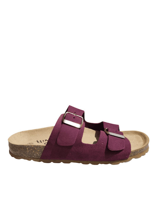 Flivver Leder Flache Sandalen für Damen Burgund...