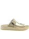 Leather Women's Flat Sandals Beige