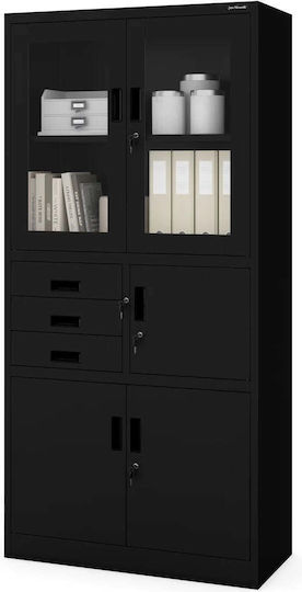 Bookcase Black Ral 9005 90x40x185cm