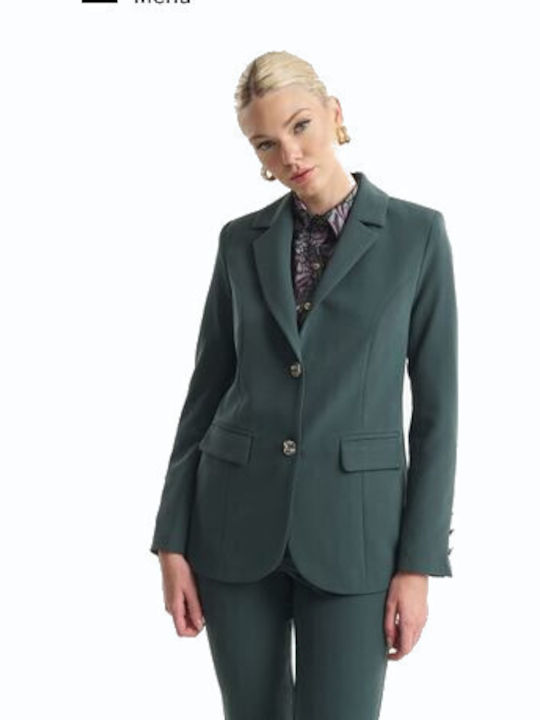 Fibes Sacou lung de damă din crep verde