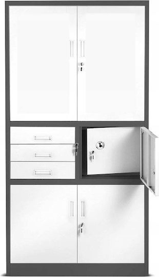 Dulap de Birou Filip Ii Metalic Antracit-alb 90x40x185cm