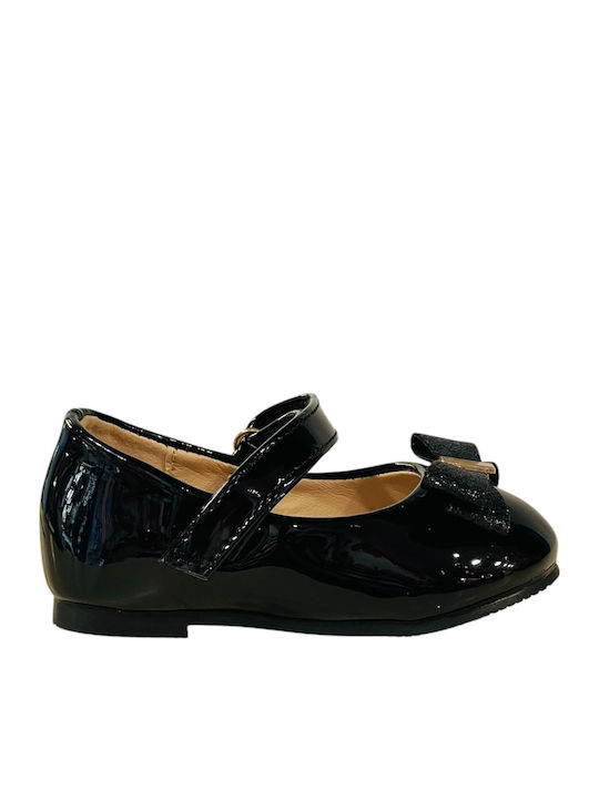 Kids Anatomic Ballerinas with Hook & Loop Closure Black