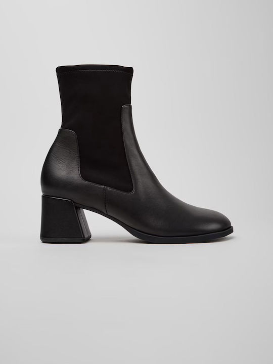Ghete Chelsea Dama de Piele cu Toc Mediu Negre