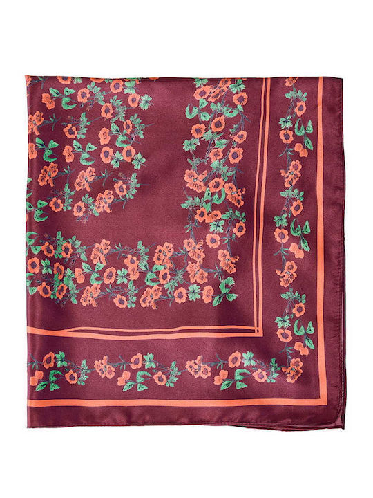 Celestino Eșarfă de Damă Satin Floral Burgundy
