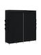 HomCom Fabric Wardrobe with Zipper and Shelves in Black Colour 170x45x167cm