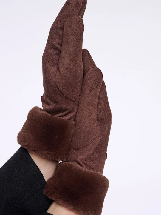 Rino&Pelle Braune Lederhandschuhe mit Pelz