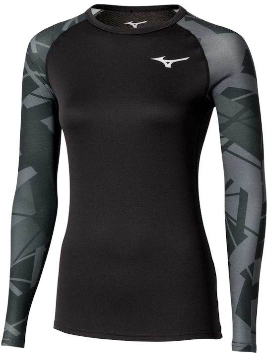 Mizuno Bluză Termică Cu Mâneci Lungi Pentru Femei Neagră Mizuno Bluză Termică Cu Mâneci Lungi Pentru Femei Neagră