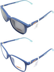 Kinder Brillengestelle mit Rezept Hot Wheels Clip-On Hwcl002 Marineblau Inklusive Sonnenbrille