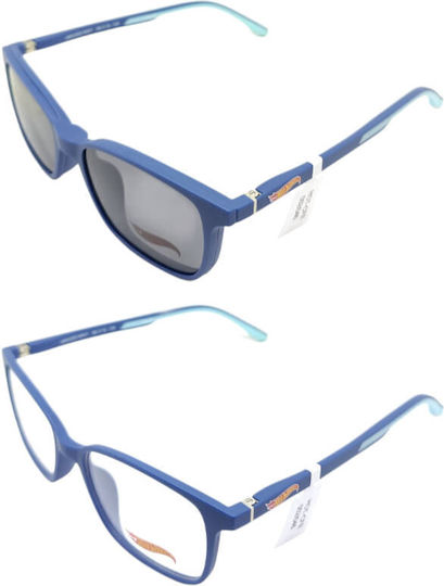 Kinder Brillengestelle mit Rezept Hot Wheels Clip-On Hwcl002 Marineblau Inklusive Sonnenbrille