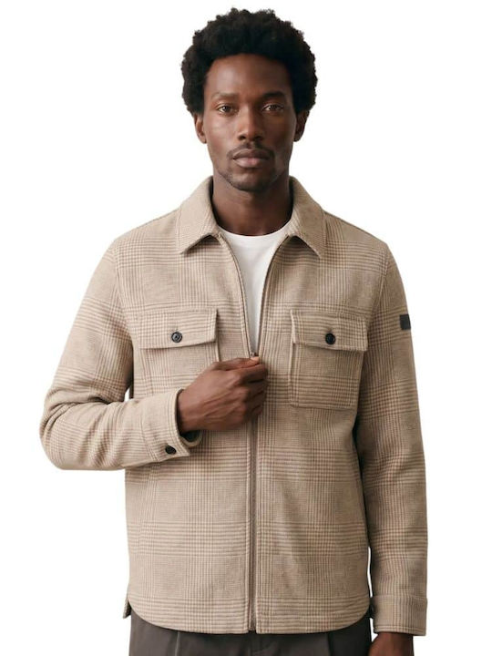 Long Sleeve Slim Fit Beige Overshirt