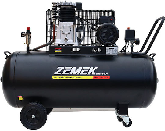 Zemek Einphasiger Luftkompressor 94dB mit Leistung 3,5hp und Luftkammer 200lt