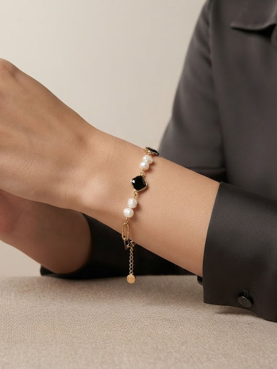 Prime Steel Women's Steel Chain Bracelet with Pearls