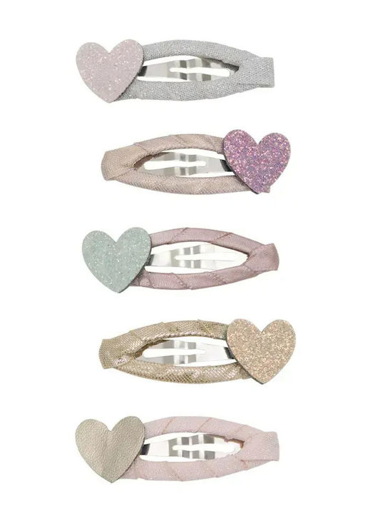 Mimi & Lula Mini Teeny Heart Kids Hair Clips Set with Bobby Pin / Hair Clip / Headband / Rubber Band Heart 5 Pieces
