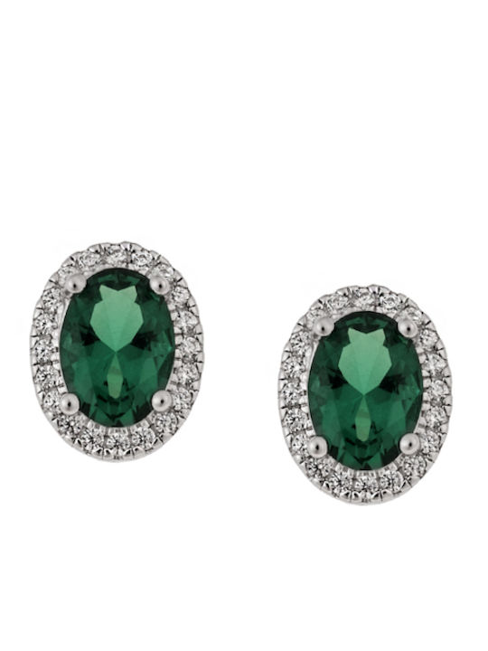 Miro Designers Women's Silver Earrings Green White Zircon Mrw23090s