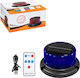 LED Solar Rechargeable Magnetic Beacon Φ11cm On Off Switch Remote Control 4 Strobe Modes Jn-3483-125 Blue
