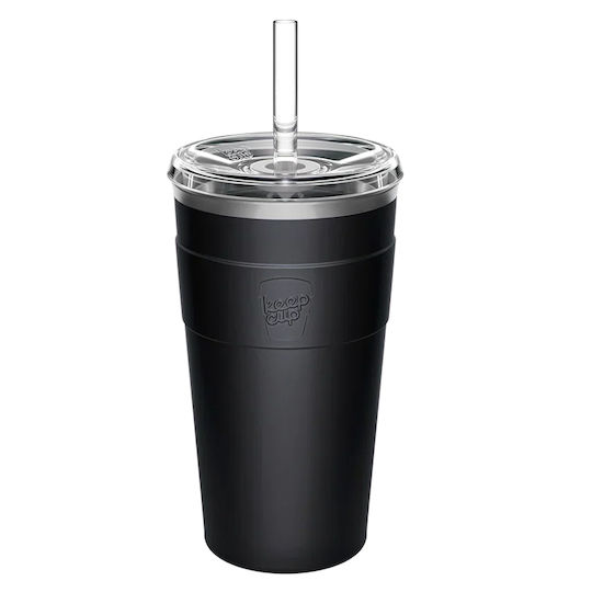 Keep Cup Pahar Termos din Oțel Inoxidabil / Plastic 454 ml Negru Cold Cup Thermal Black cu Pai