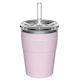 Keep Cup Pahar Termos din Oțel Inoxidabil / Plastic 340 ml Roz Cold Cup Thermal Pashmak cu Pai