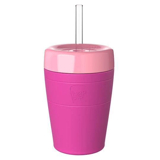 Keep Cup Pahar Termos din Oțel Inoxidabil / Sticlă / Plastic 340 ml Fucsia Commuter Cold Cup Fuchsia cu Pai