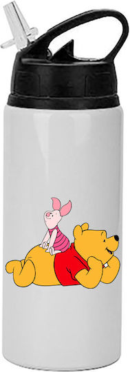 Παγούρι Winnie Pooh 600ml Λευκό Μαύρο Καπάκι