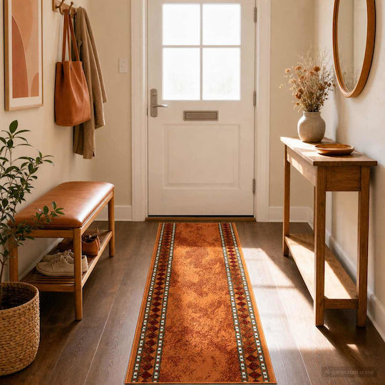 vidaXL Flornes Rectangular Leather Rug Orange 100x350 cm