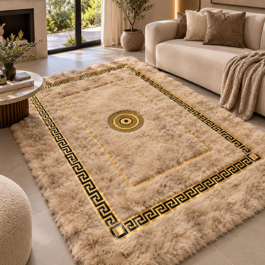 My Home Luxury Rechteckiger Shaggy-Teppich Braun 60x90cm