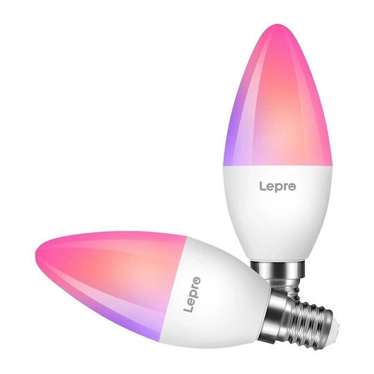 Lepro Becuri LED inteligente 9W pentru Soclu E14 și Formă A23 RGB 470lm cu Intensitate Reglabilă 2 Bucăți