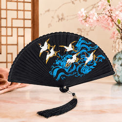 4 Seasons Collection Bamboo Βεντάλια Μαύρη Swan 18εκ