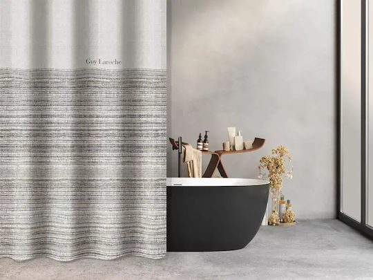 Guy Laroche Fabric Shower Curtain with Grommets 180x185cm 68 Smoke