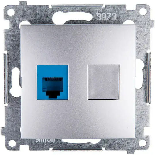 Kontakt-Simon Einzelne Telefonsteckdose in Silber DT1.01/43